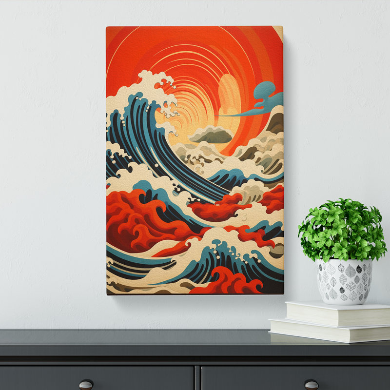 Wave Japanese Constructivism No.2 - Wrapped Canvas, 76cm H x 50cm W x 3cm D