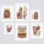 Collage Mid-Century brun et brun clair, blocs abstraits, art moderne encadré sur papier, impression de 6 pièces-92584312