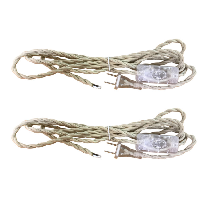 Cordon de lampe torsadée couvert de tissu, Blanc cassé