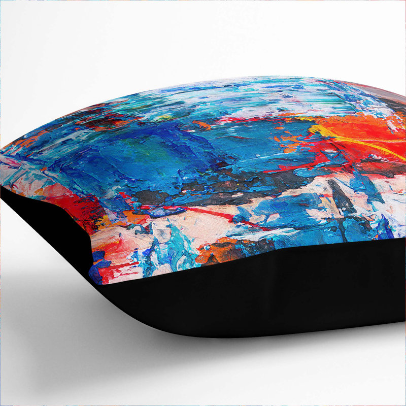 Abstract Square Throw Cushion, 55 x 55 cm, Black