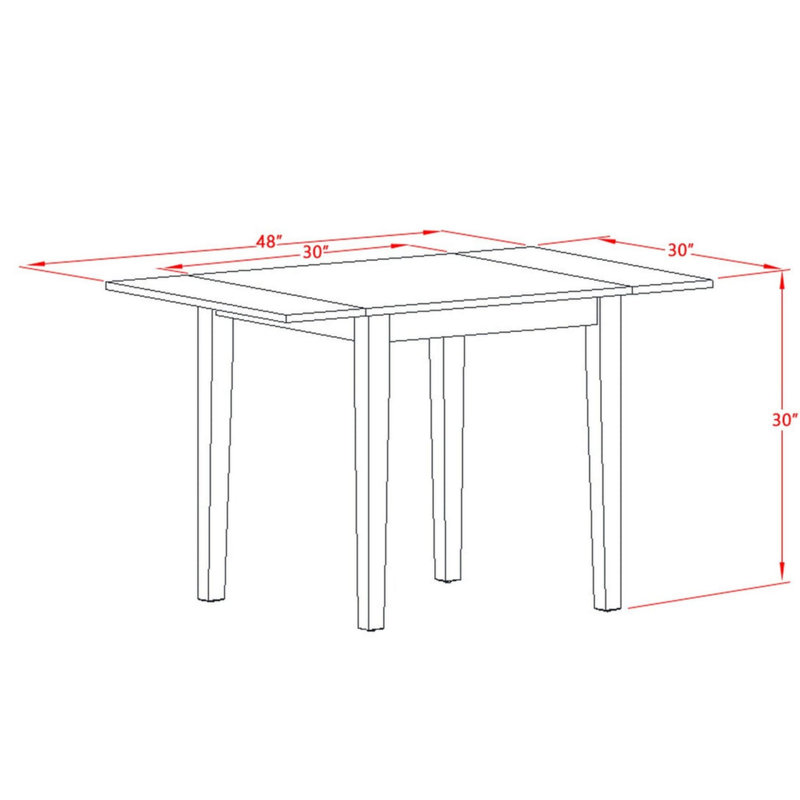 Ensemble de table de salle à manger 5 pièces composé d'une table de salle à manger rectangulaire avec Dropleaf et 4 chaises rembourrées, lin blanc