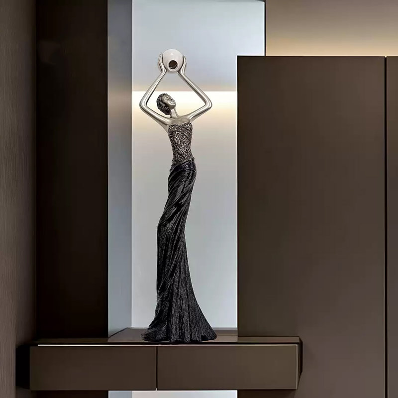 Ornements de sculpture modernes minimalistes en forme d'humain, Noir / argenté