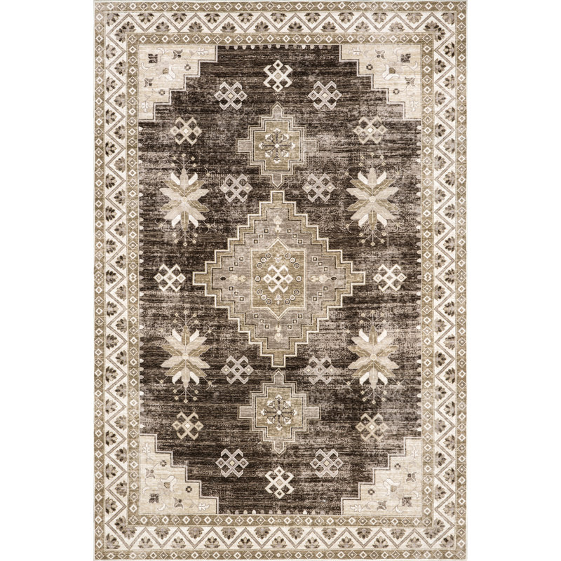 Haslett Geometric Machine Washable Area Rug, Rectangle 5' x 8'
