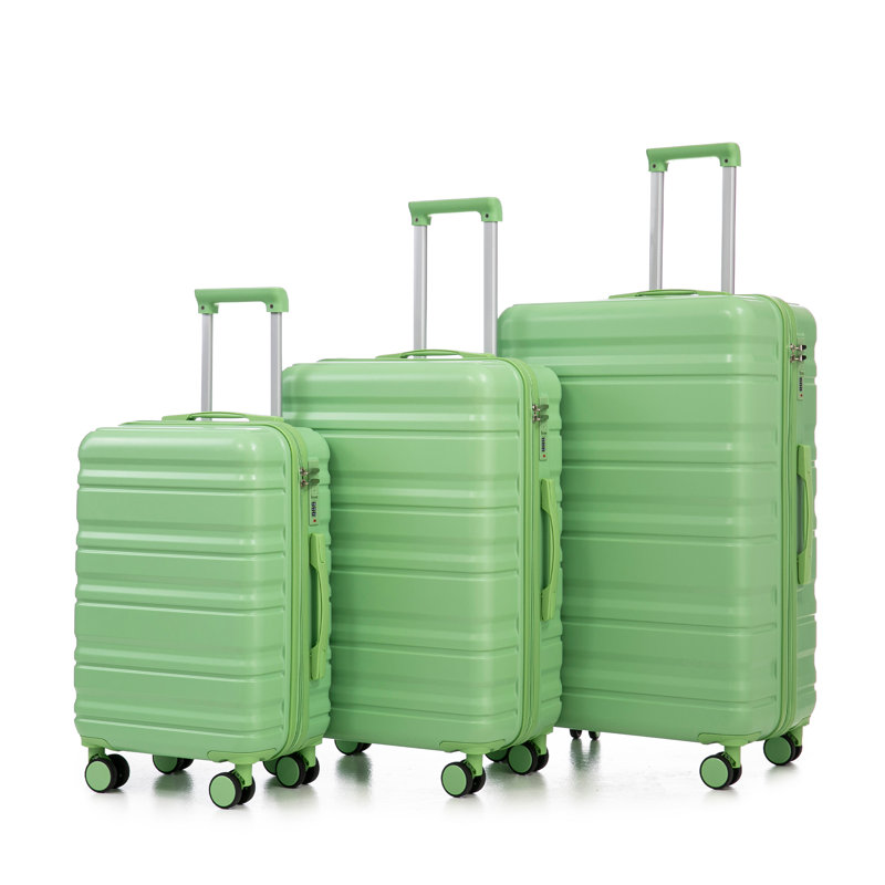 Ensemble de coffre à roulettes 3 pièces en ABS - Coffres de cabine à carreaux imbriqués avec serrure à combinaison, ensemble de voyage durable
