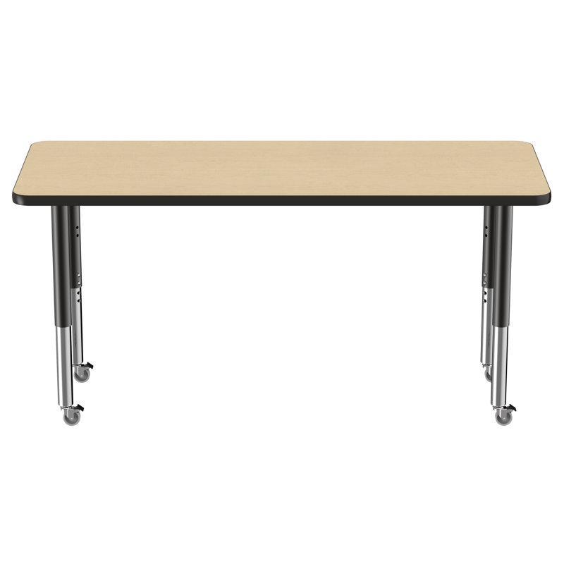Table d'activité rectangulaire à hauteur réglable en forme de T, 24 po x 60 po, Érable / noir, Super