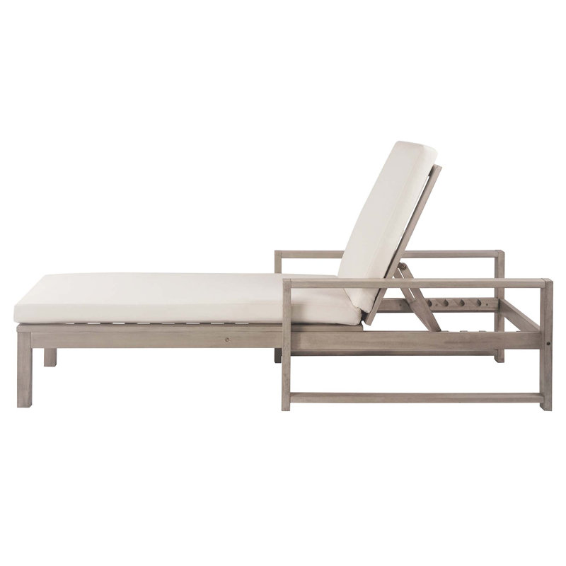 Set Of 2 Outdoor 5-Position Chaise Lounge With Cushion, Gray