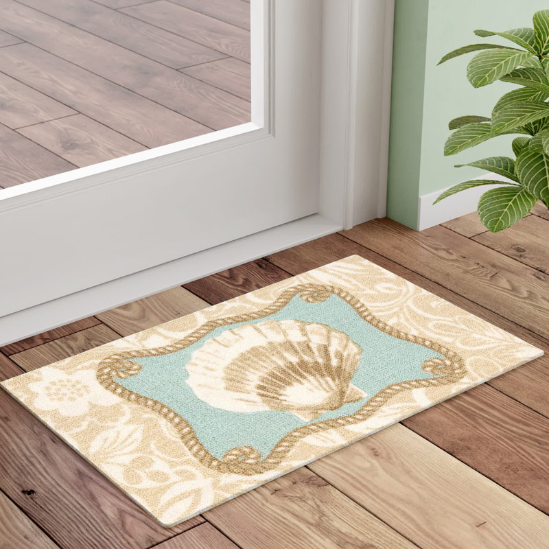 Gwendoline Non-Slip Indoor Doormat, Beige/Blue