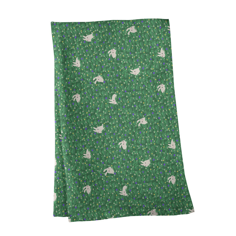 Serviette de lapin lapin à motif lapin, Vert / Mauve, Polyester sergé
