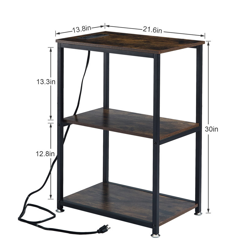 Ortha Side End Table With Charging Station, Set Of 2 With USB Ports And Outlets, Nightstand With 2-Layer Storage Shelves For Small Spaces