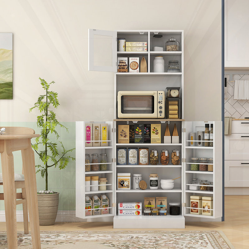 66.5"H Pantry Cabinet With Microwave Stand