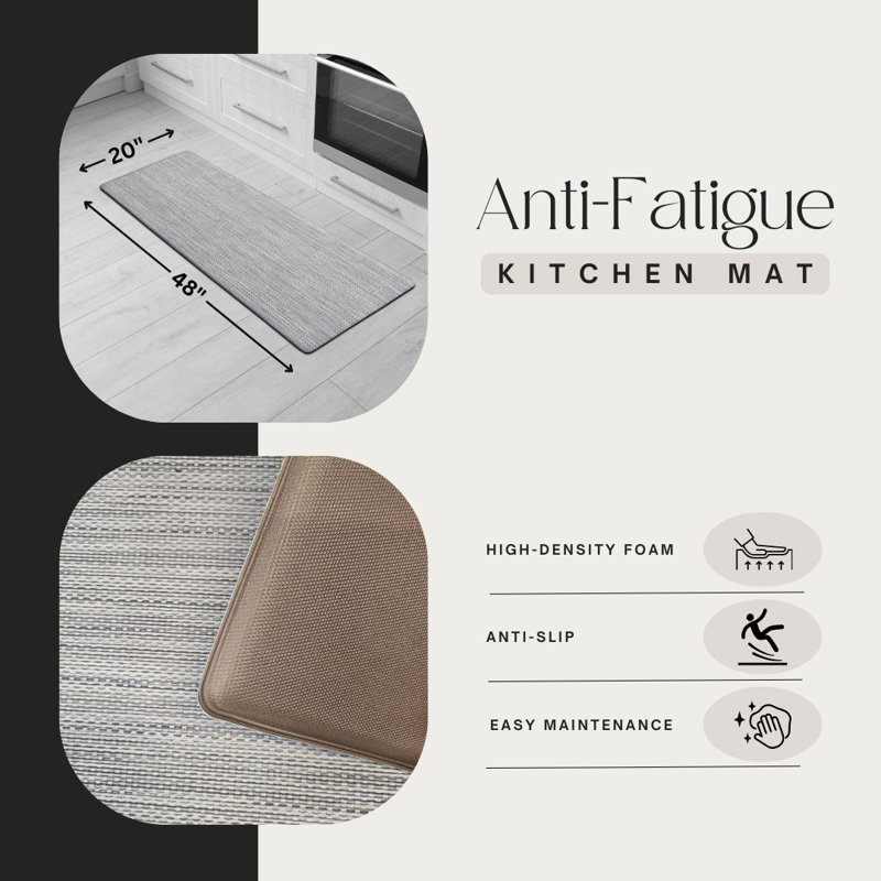 Tapis de cuisine ultra-doux anti-fatigue, 20 po, Gris