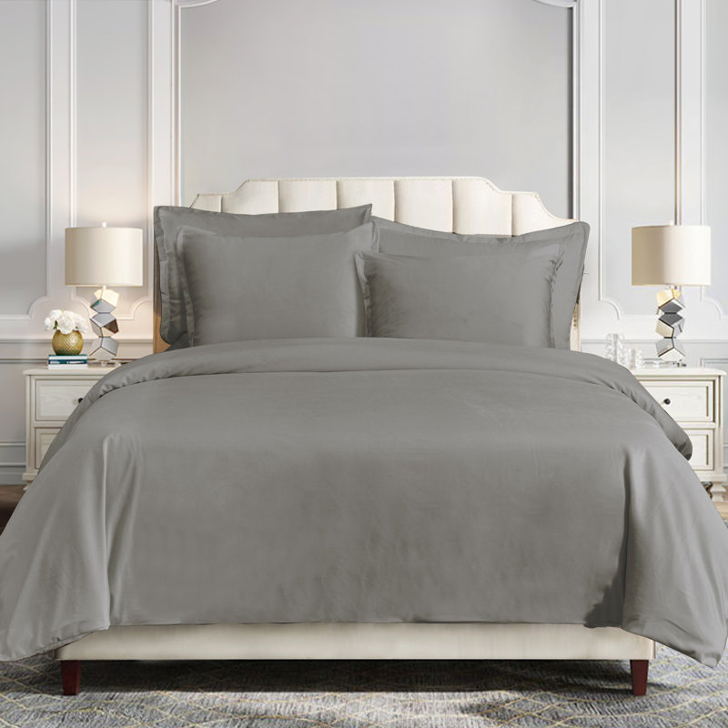HiEnd Accents 3 PC Velvet Duvet Set, Queen, Gray