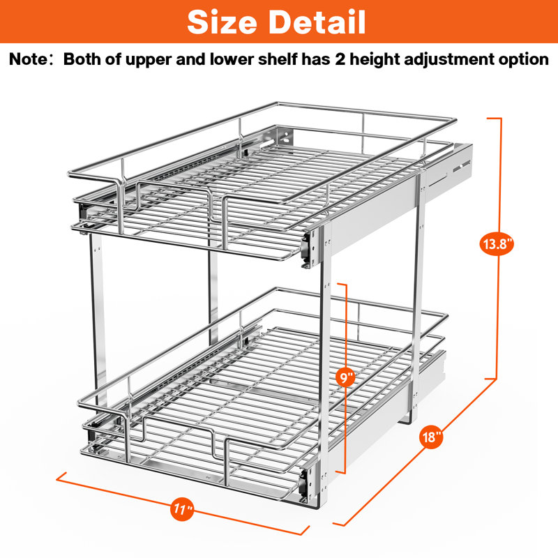 Rashun Pull Out Drawer, 13.8" H x 11" W x 18" D