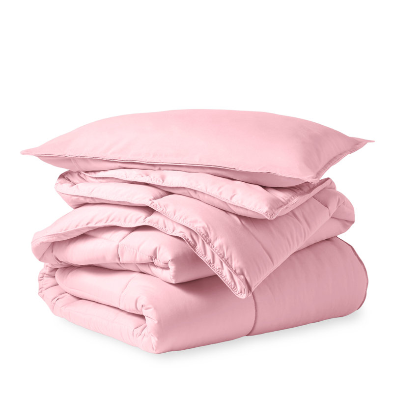 Light Pink Twin Down Alternative Microfiber Comforter Set