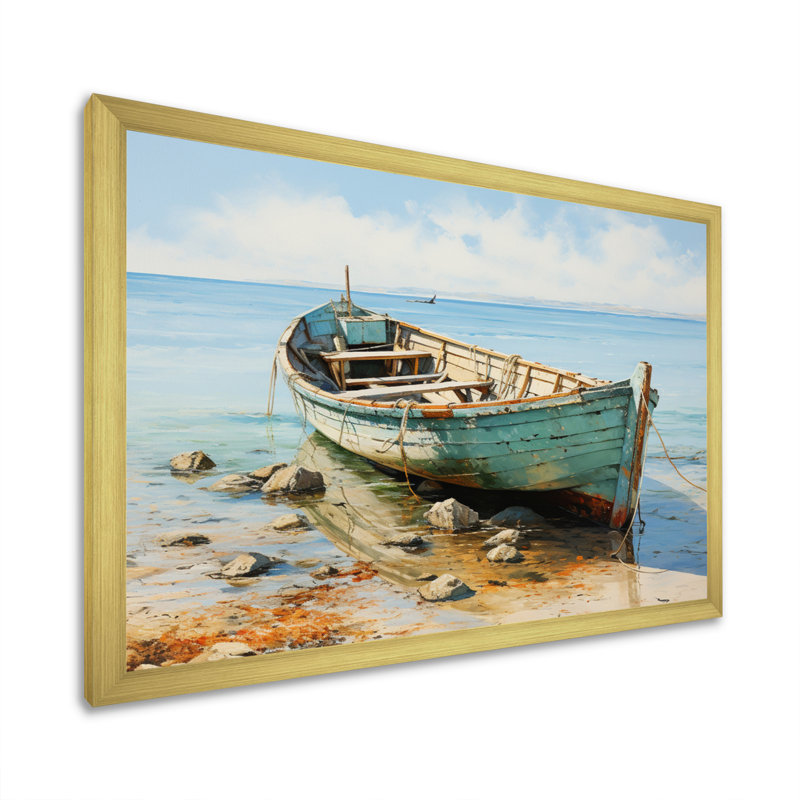 Boat Coastal Melody - Impressions encadrées, Cadre doré simple, H 12 po x l 20 po x P 1 po