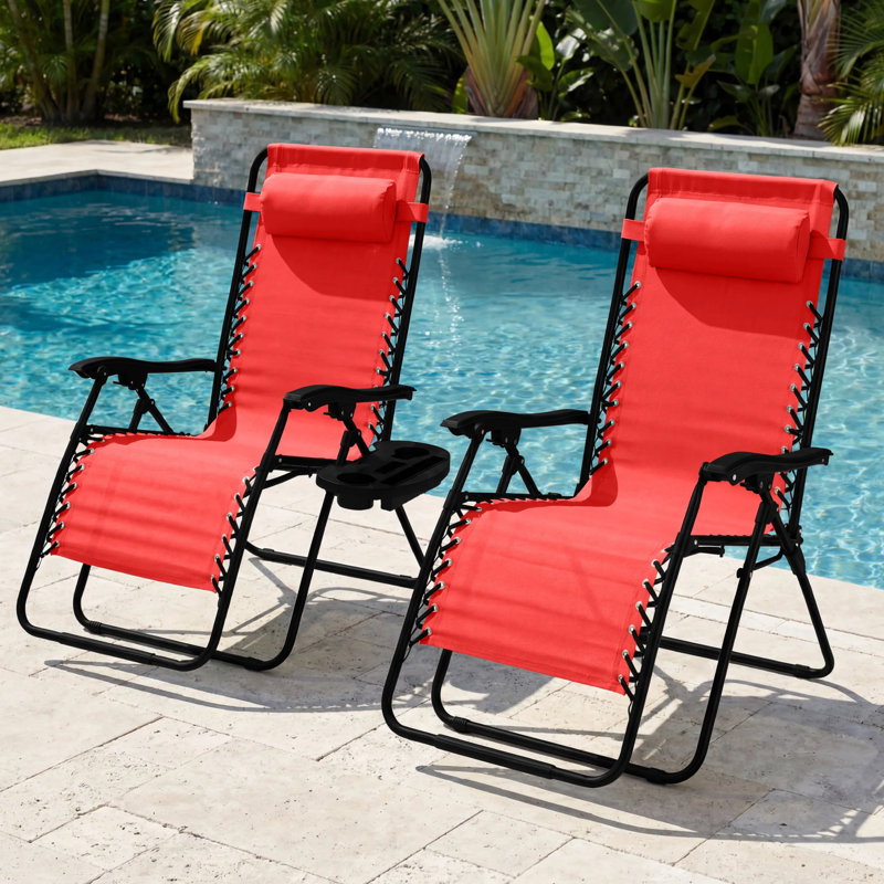Set Of 2 Zero Gravity Patio Chair, Crimson Red