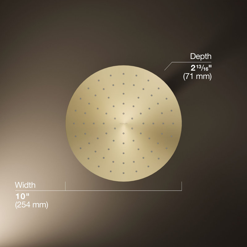Contemporary Multi Function Rain Shower Head, Vibrant French Gold, 1.75 GPM, Square