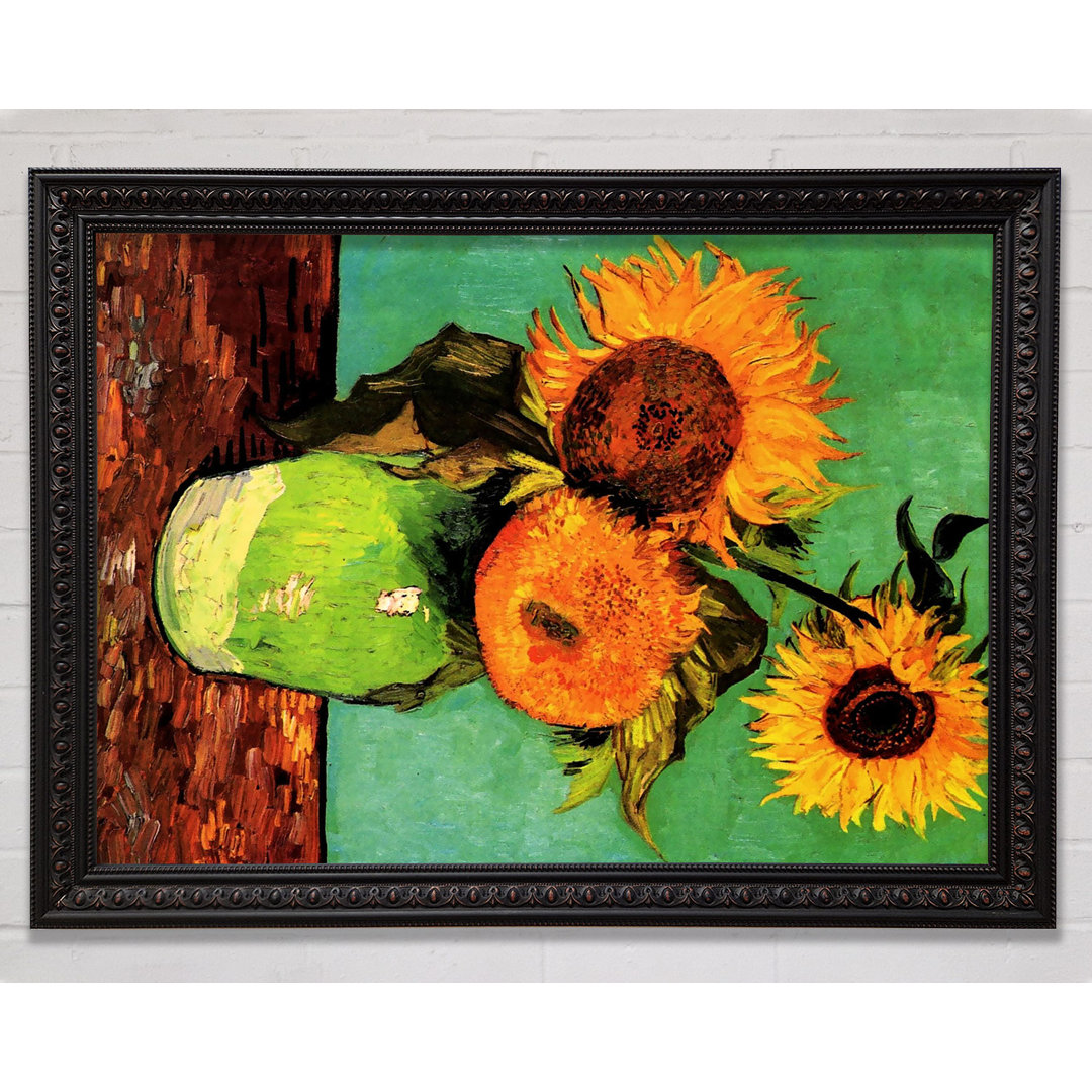 Drei Sonnenblumen in einer Vase von Vincent Van Gogh - Einzelne Bilderrahmen Kunstdrucke