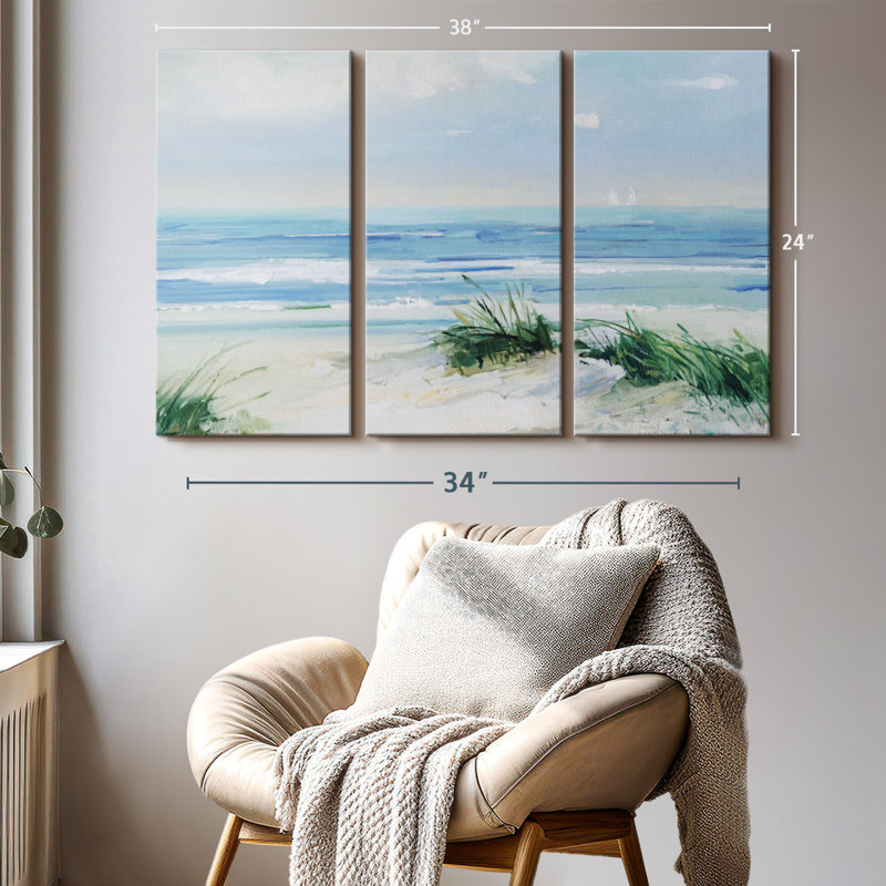 «Coastal Breezes», 3 pièces sur toile, H 24 po x l 38 po x P 1,25 po