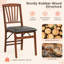 Ensemble de 2 chaises de salle à manger pliantes avec siège rembourré en similicuir, dossier à lattes, structure en bois d'hévéa massif et capacité de 400 lb, brun