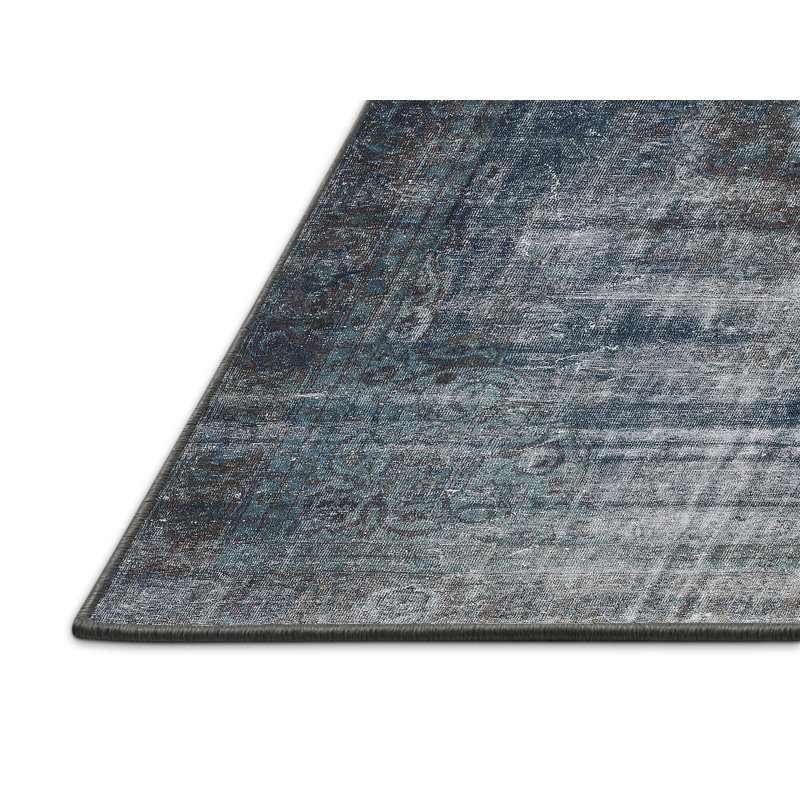 Tapis oriental bleu / gris en laine, Rectangle 8 pi x 12 pi