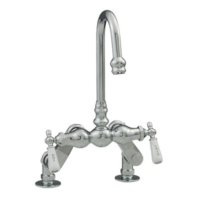 Deck Mount Tub Faucet with Porcelain Lever Handles by Strom Living
