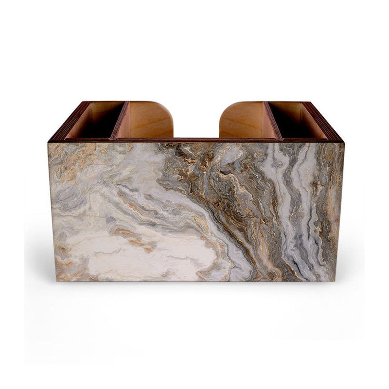 Plateau de bar en bois - Marbre vieilli