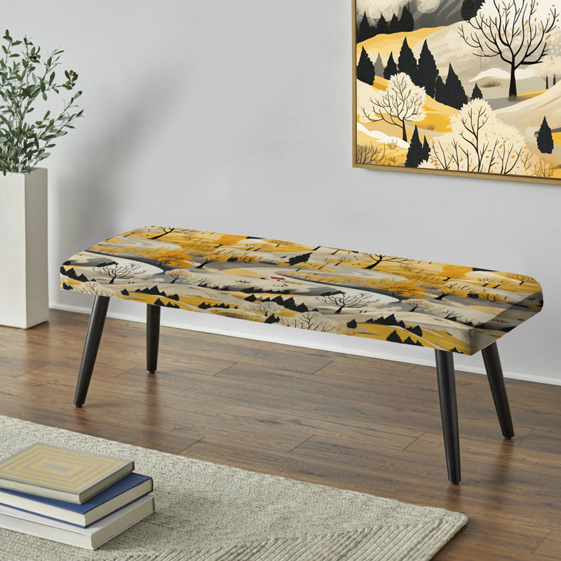 Dalmazio - Floral Upholstered Black Bench