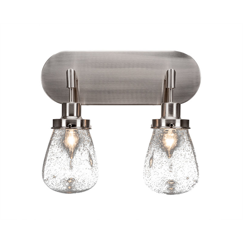Elwell 2 Light Bath Bar Shown With 5" Glass, Clear, Dark Granite