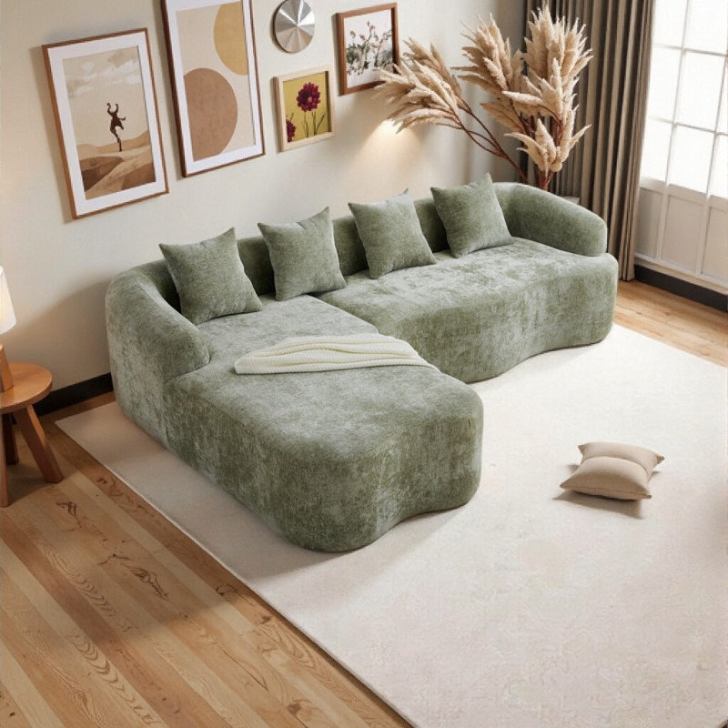 Canapé modulaire en L de qualité supérieure - conception spacieuse avec support ergonomique, Beige