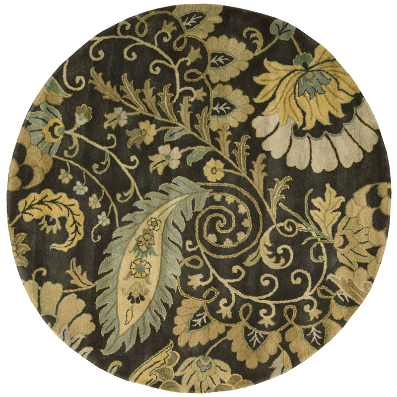 Fullmer Wool Floral Indoor Rug, Round 6'