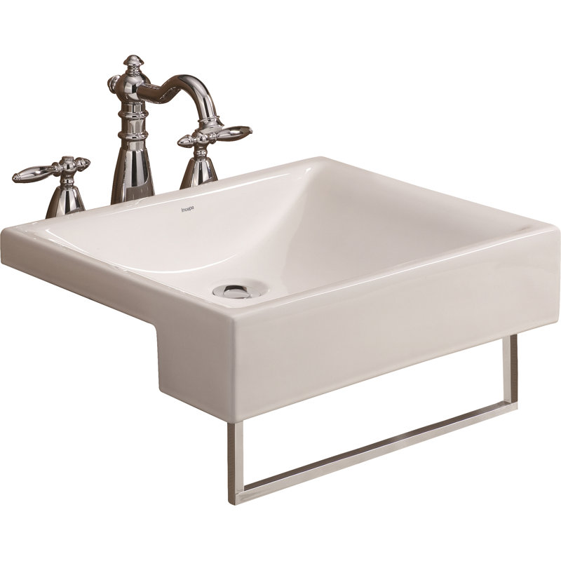 Lavabo de salle de bain rectangulaire en porcelaine vitreuse blanche Pacific