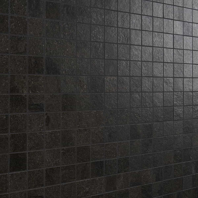 Acadia 12x12 Matte Porcelain Mosaic Tile, Charcoal Black