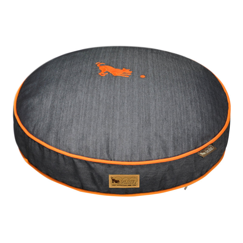 Lit pour chien Urban Denim, Bleu médiéval / mandarine, Petit (l 27,5 po x P 27,5 po x H 4,5 po)