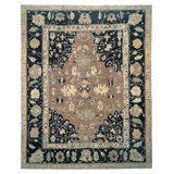 Rag Wool Oriental Area Rug in Black/Brown