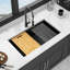 Évier de cuisine en granite noir encastrable 33 po x 19 po - avec comptoir de retour à quartz à haut rendement inclus-121703412