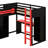 L-Shape Twin Size Gaming Loft Bed With RGB LED Lights And USB Ports, Solid Double Loft Bed With TV Stand & Storage Shelves-796930088