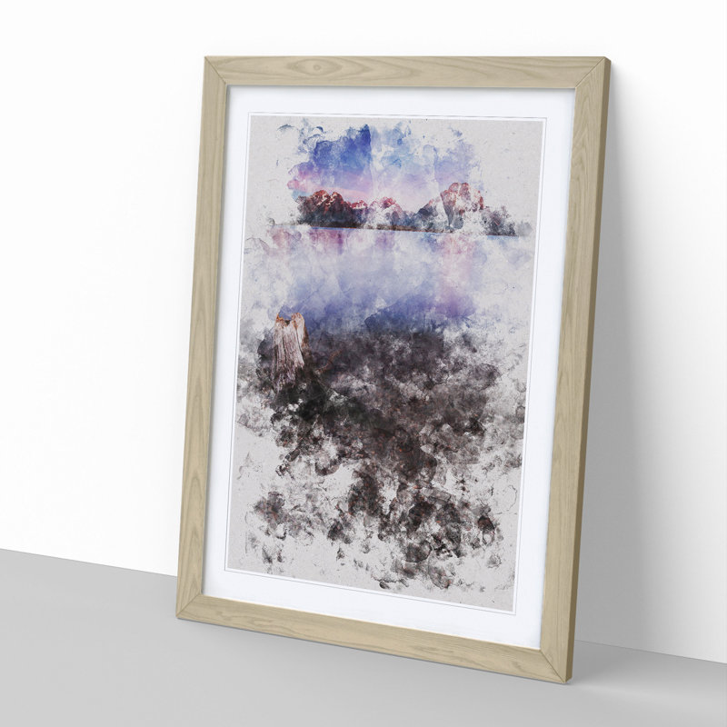 Mountains of Grand Teton Park - Picture Frame Graphic Art, 36cm H x 27cm W x 2cm D, Oak Framed