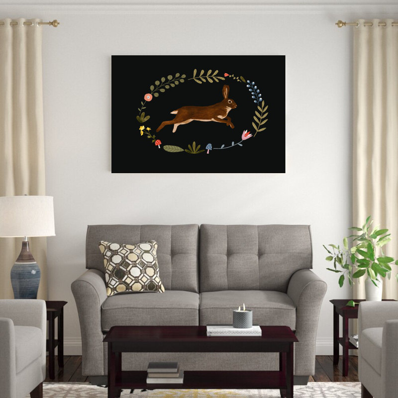 «Critter and Foliage II» par Victoria Borges - peinture sur toile tendue, H 32 po x l 48 po
