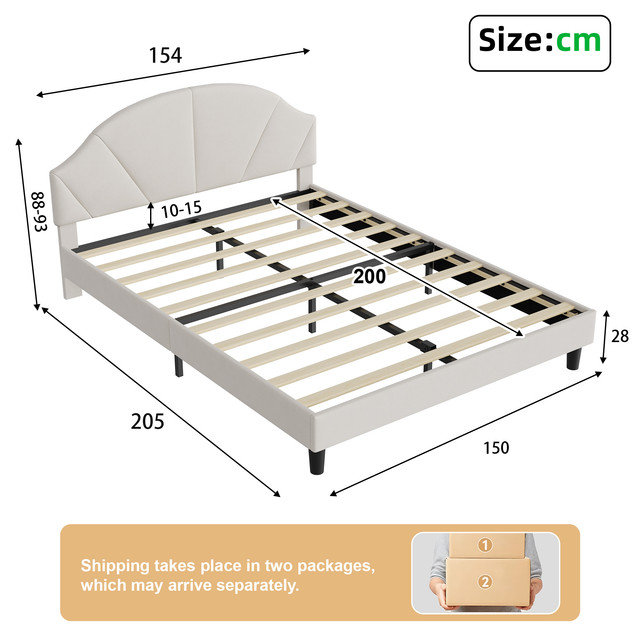 Bed, Beige, 150x200cm