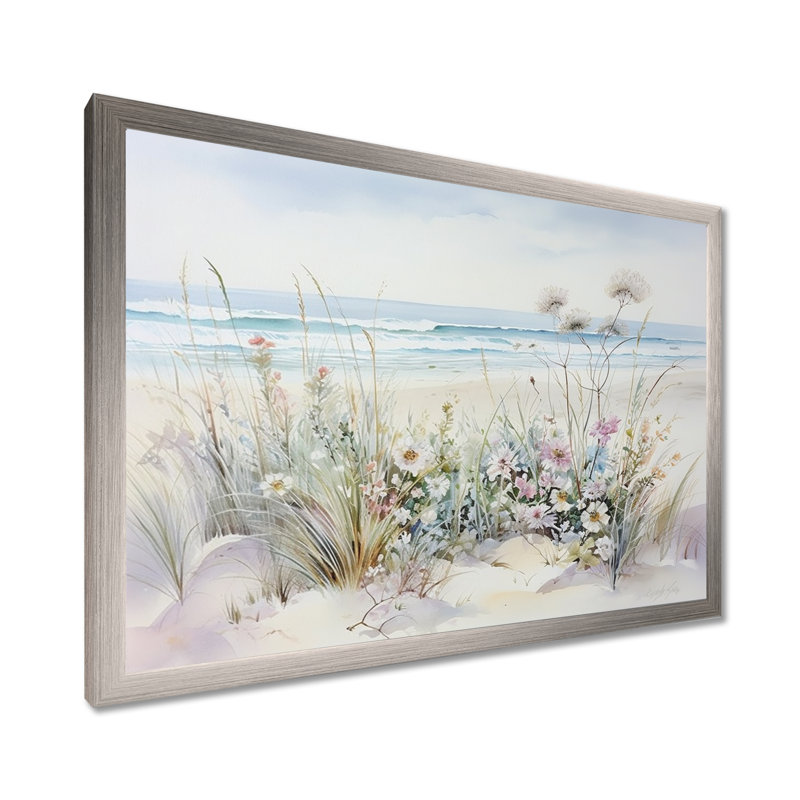 Wildflowers On The Beach II, Single Picture Framed, 24" H x 32" W, Silver