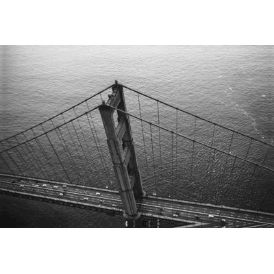 «Black and White Nyc Bridge» - Photographie sur toile tendue