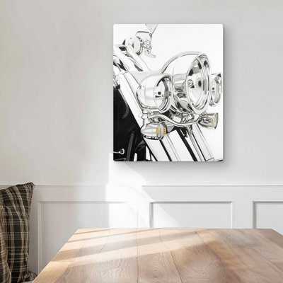 Motorcycle Light - White Man Metal Print for Home Decor