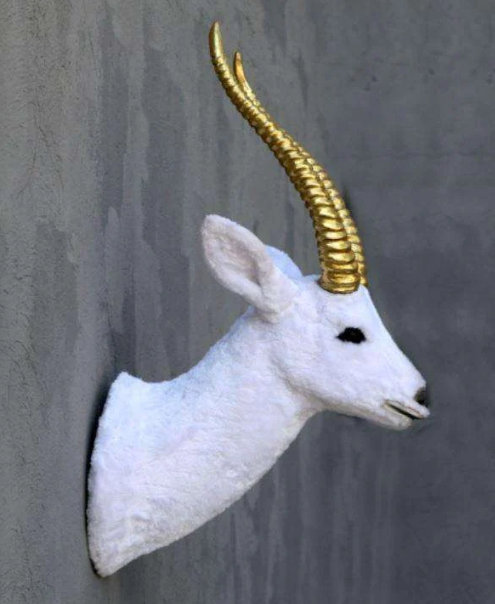 Jaliene White Gazelle Head Life Size Statue