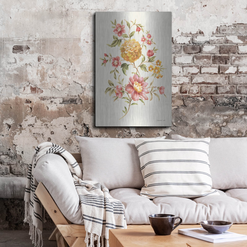 Winston Porter «Golden Flowers 1» par Danhui Nai, art mural en métal, H 36 po x l 36 po