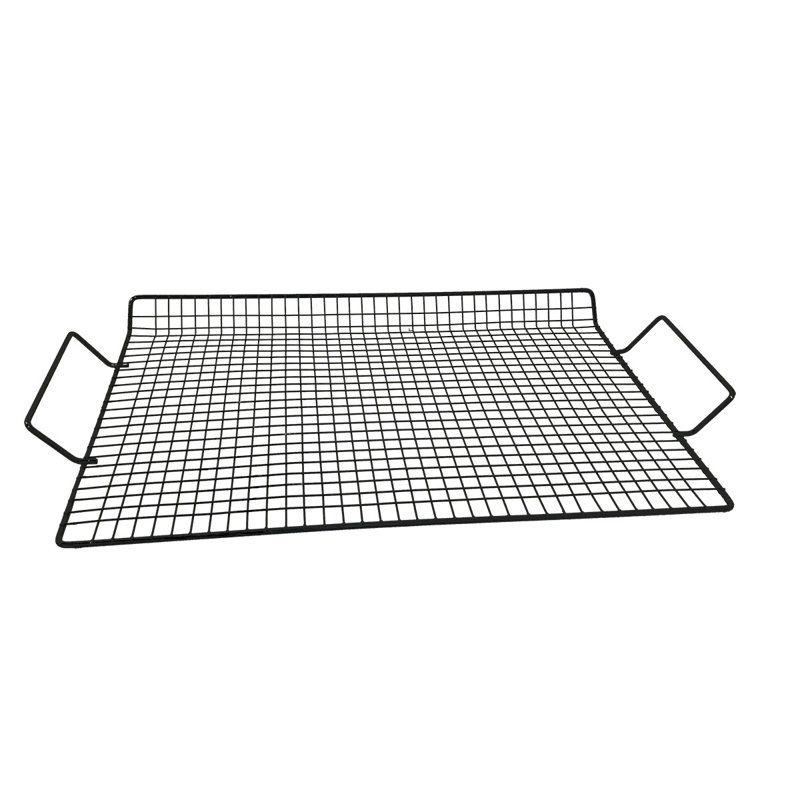 Black Non-Stick Steel Grill Topper with Handles, 11 x 15 Inch