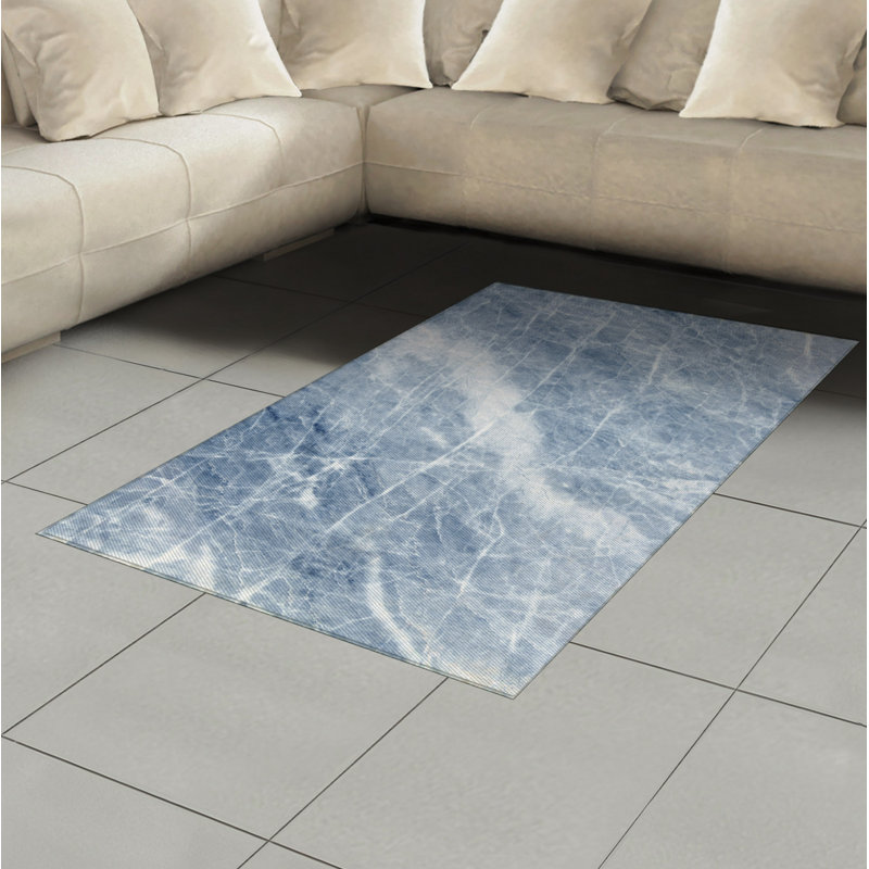 Marble Print High Density Long Fiber Poly Threads Decorative Area Rug Carpet, Rectangle 4' x 5'8"