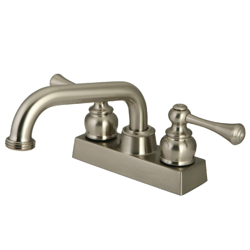 Kingston Brass Two-Handle 2-Hole Deck Mount Laundry Faucet, Brushed Nickel