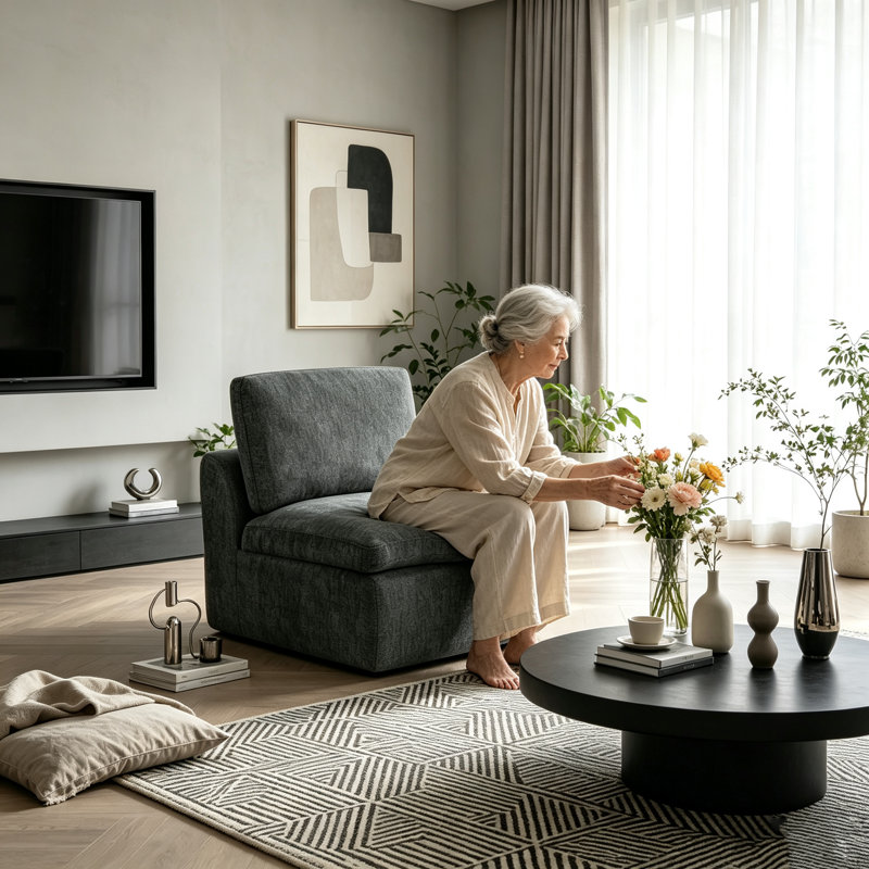 Fauteuil d'appoint en chenille à compression 33 po Moorebank, Dark Grey