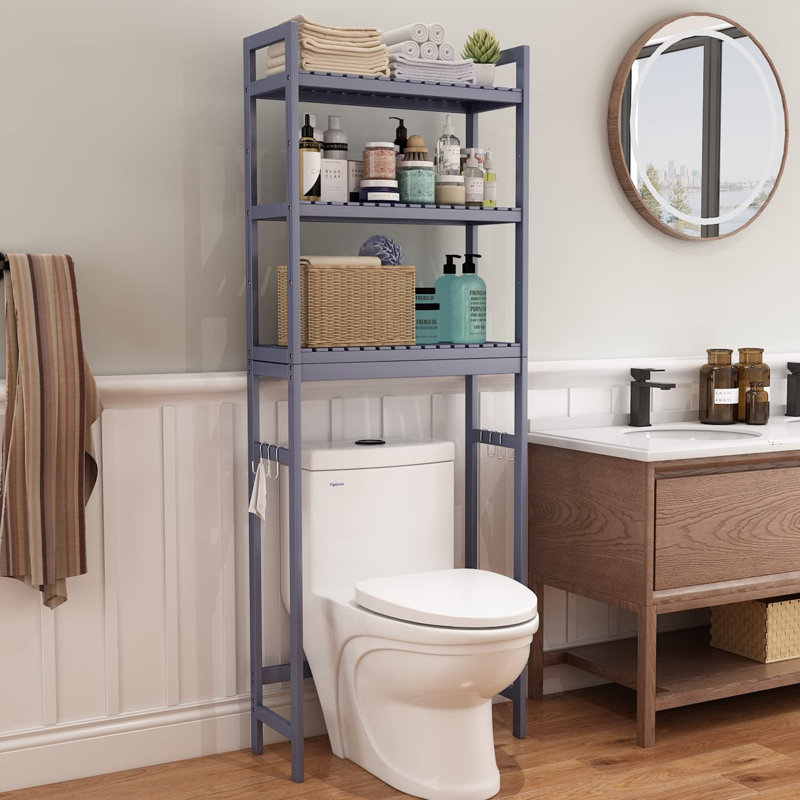 3-Tier Bamboo Adjustable Over Toilet Storage Rack, Gray